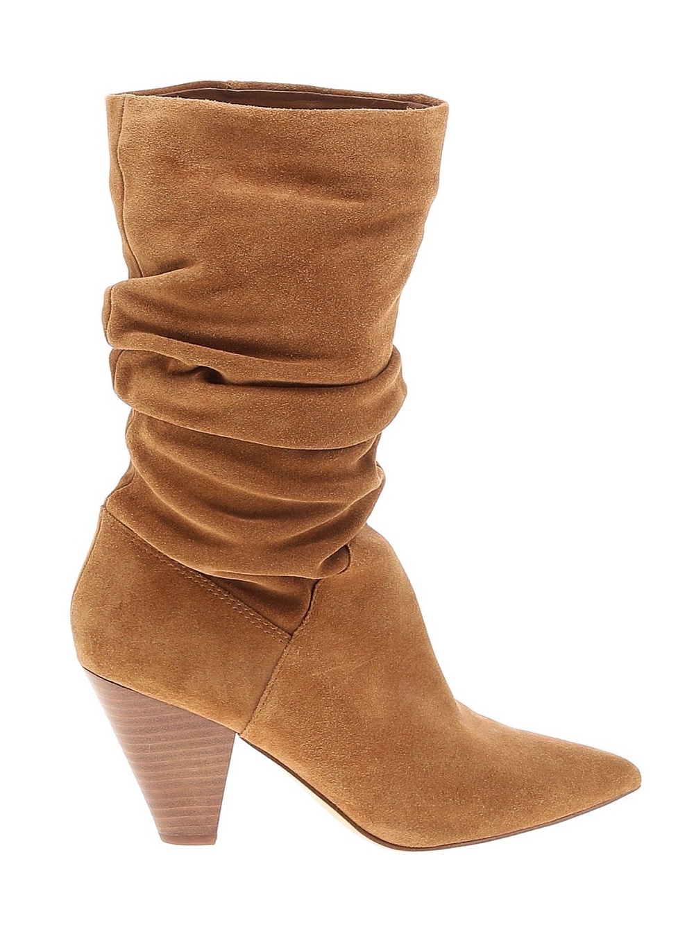 Aldo Cognac Suede Slouch Mid-Calf Cone Heel Boot
